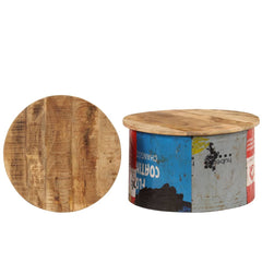 Coffee Table Set of 2 Multicolor Solid mango wood, old tin sheet