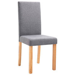 Dining Chair Set of 2 Light Gray Fabric and Rubber wood Regular