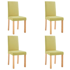 Dining Chair Set of 4 Green Fabric and Rubber wood Standard