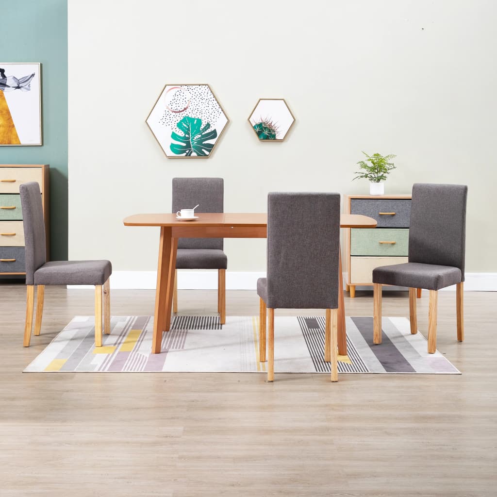 Dining Chair Set of 4 Taupe Fabric Medium Ergonomic