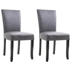 Dining Chair Set of 2 Gray Faux suede leather, Wood Standard