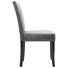 Dining Chair Set of 2 Gray Faux suede leather, Wood Standard