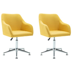 Dining Chair Set of 2 Yellow Fabric Swivel Dining Chair