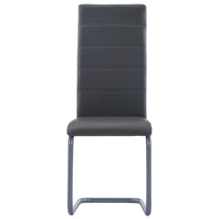 Dining Chair Set of 4 Gray Faux Leather and Steel Standard