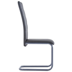 Dining Chair Set of 4 Gray Faux Leather and Steel Standard