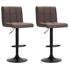 Bar Stool Set of 2 Taupe Polyester Adjustable Swivel