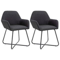 Dining Chair Set of 2 Black Fabric and powder-coated steel
