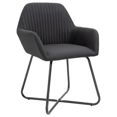 Dining Chair Set of 2 Black Fabric and powder-coated steel