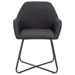 Dining Chair Set of 2 Black Fabric and powder-coated steel