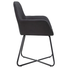 Dining Chair Set of 2 Black Fabric and powder-coated steel