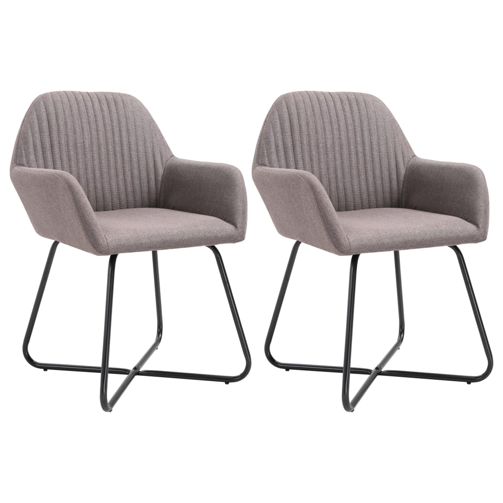 Dining Chair Set of 2 Taupe Fabric and powder-coated steel
