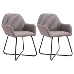 Dining Chair Set of 2 Taupe Fabric and powder-coated steel