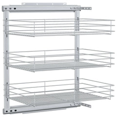 3-Tier Pull-out Kitchen Wire Basket Silver 18.5x13.8x22