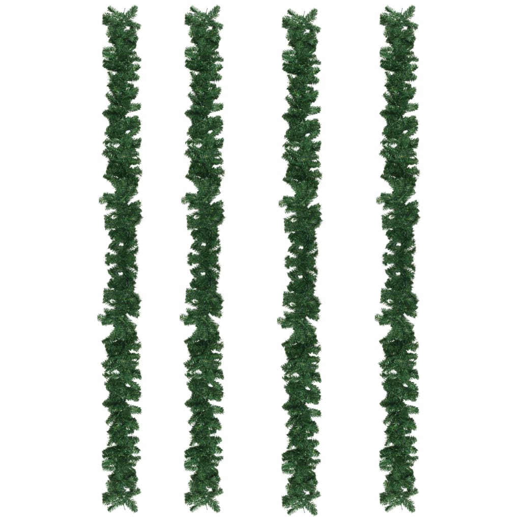 Four 26.6-inch green PVC Christmas garlands with thick, fluffy branches.