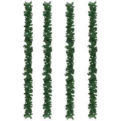 Four 26.6-inch green PVC Christmas garlands with thick, fluffy branches.
