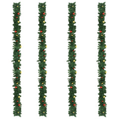 Four green PVC Christmas garlands, each 106 inches long with colorful baubles.