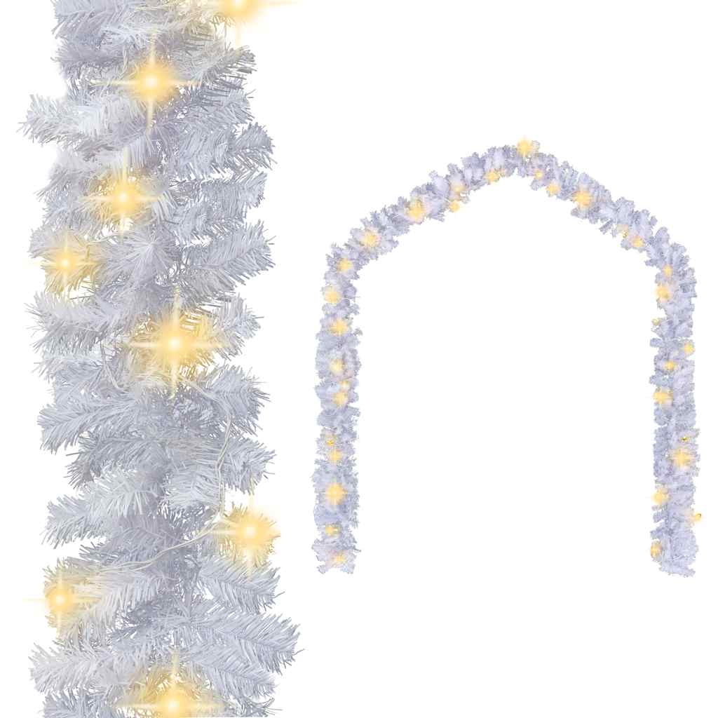 66ft white Christmas garland with 300 warm white LED lights.
