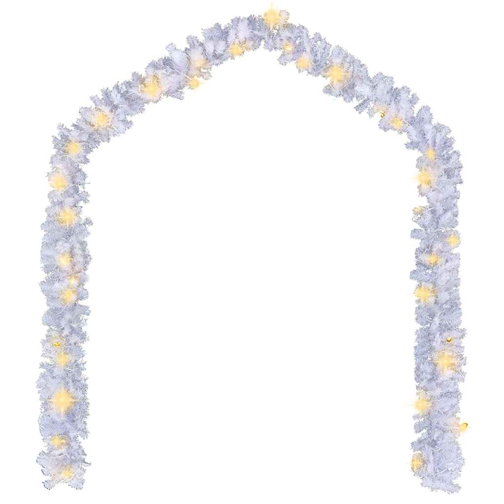 66ft white Christmas garland with 300 warm white LED lights.