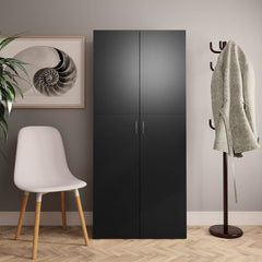 Shoe Cabinet Black Engineered Wood Large Shoe Cabinet