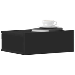 Floating Nightstand Black Engineered Wood Compact Storage