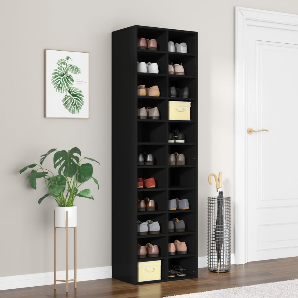 Shoe Cabinet Black Engineered Wood 21.3x13.4x72.0 in Shoe Cabinet