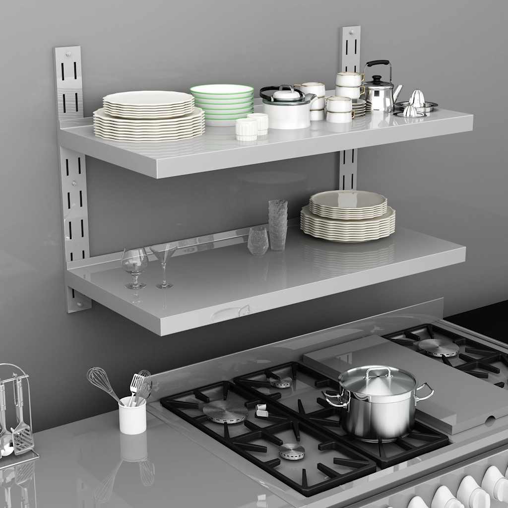 Floating Wall Shelf Silver Stainless Steel 39.4x11.8 in