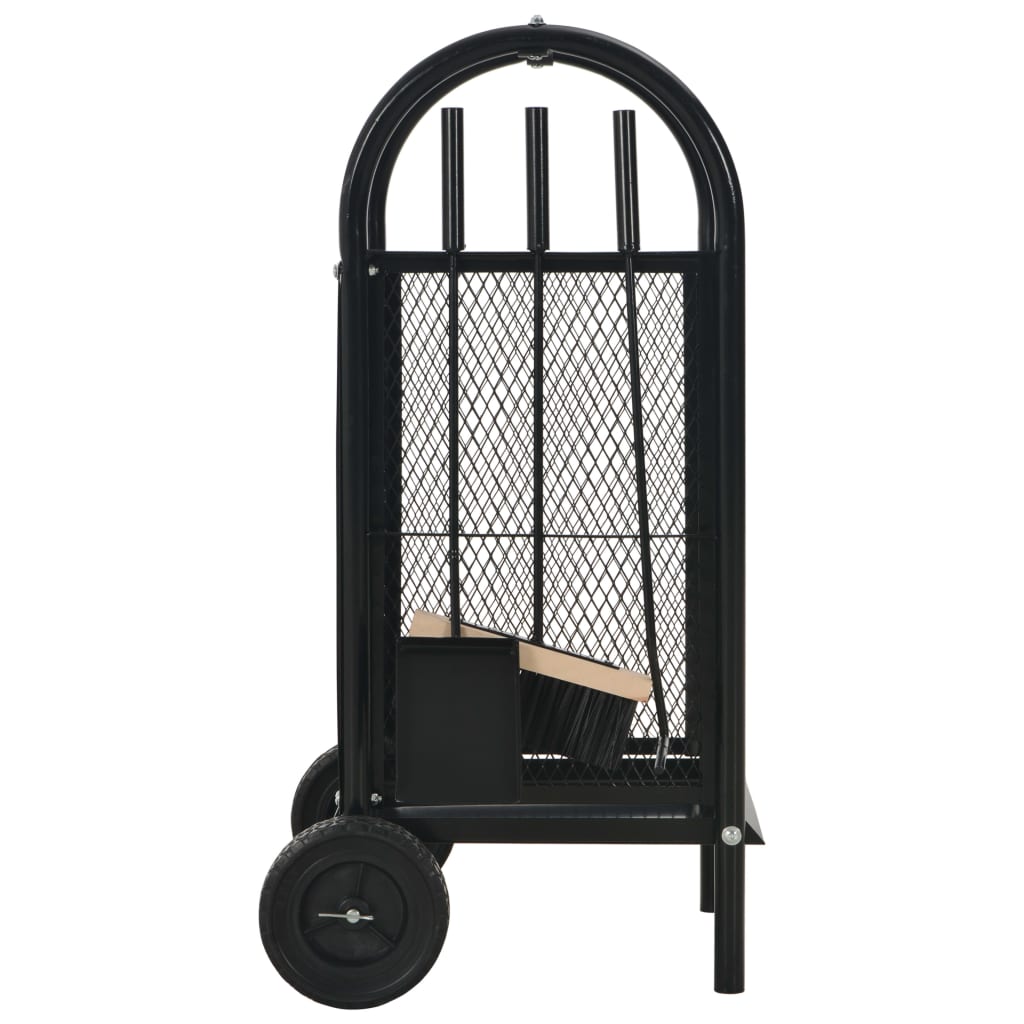 Firewood Cart Black 11.8x13.8x31.9 Steel