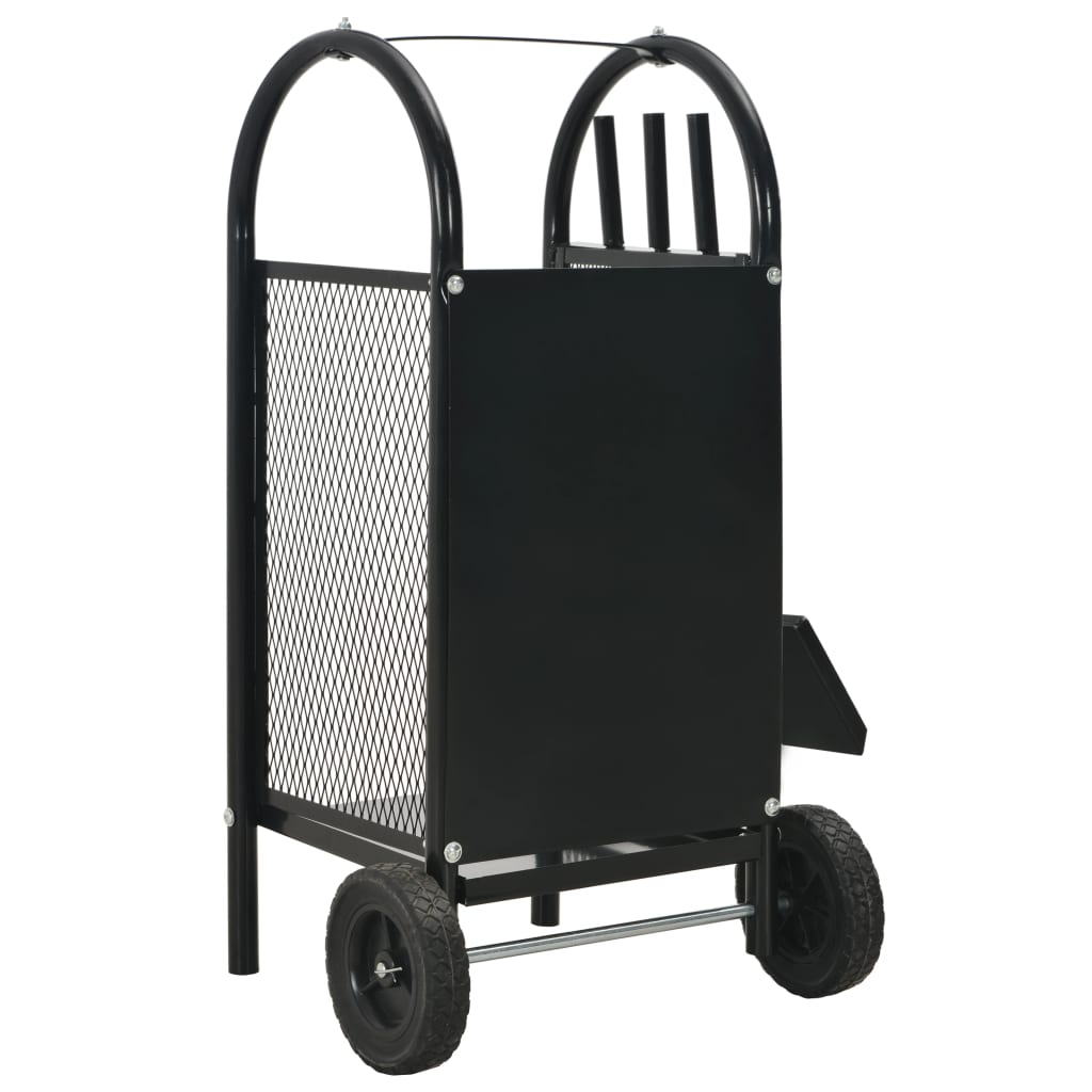 Firewood Cart Black 11.8x13.8x31.9 Steel