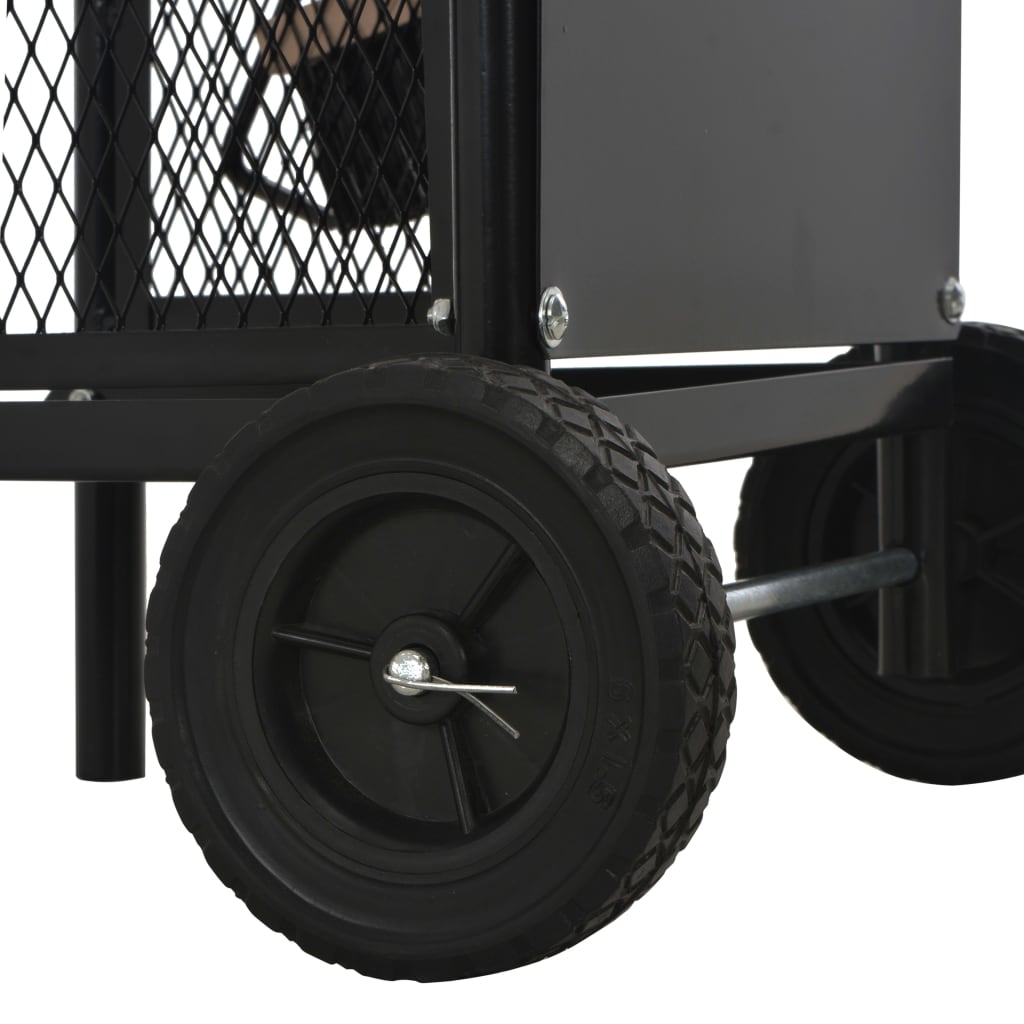 Firewood Cart Black 11.8x13.8x31.9 Steel
