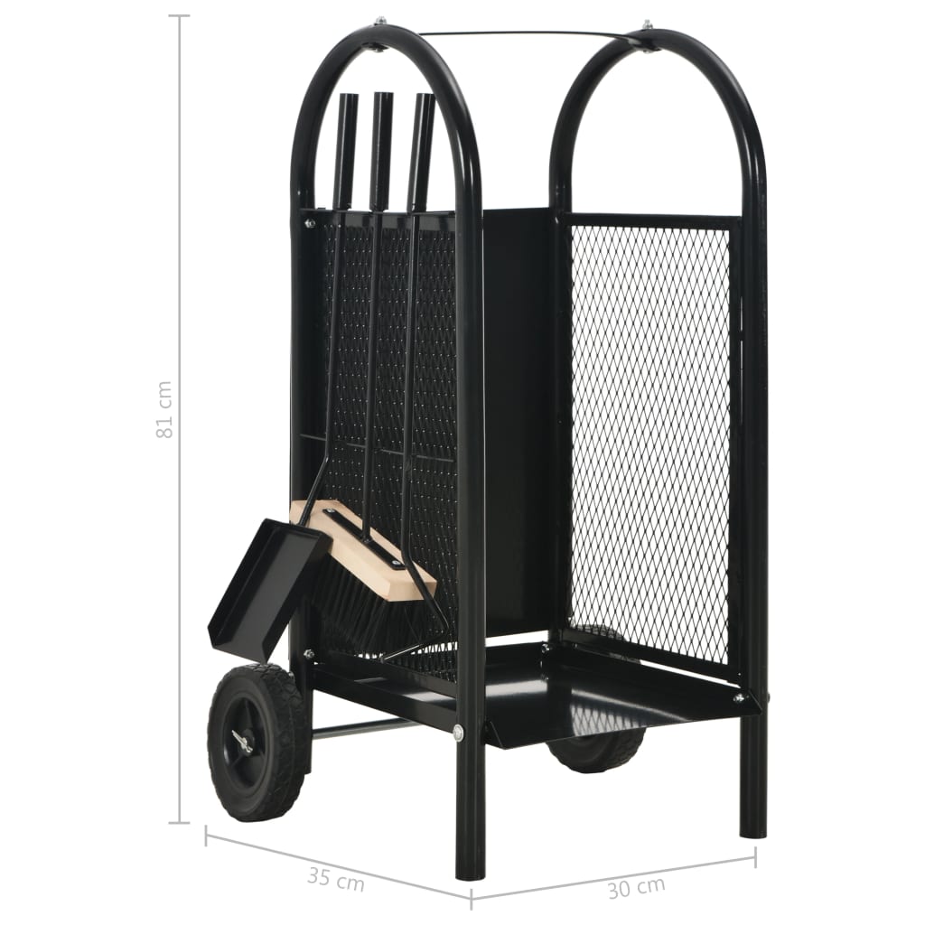 Firewood Cart Black 11.8x13.8x31.9 Steel