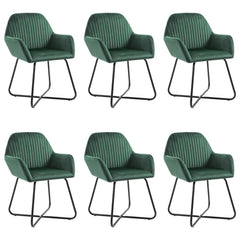 Dining Chair Set of 6 Green Velvet, Powder-Coated Steel Standard