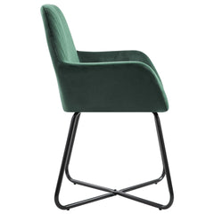 Dining Chair Set of 6 Green Velvet, Powder-Coated Steel Standard