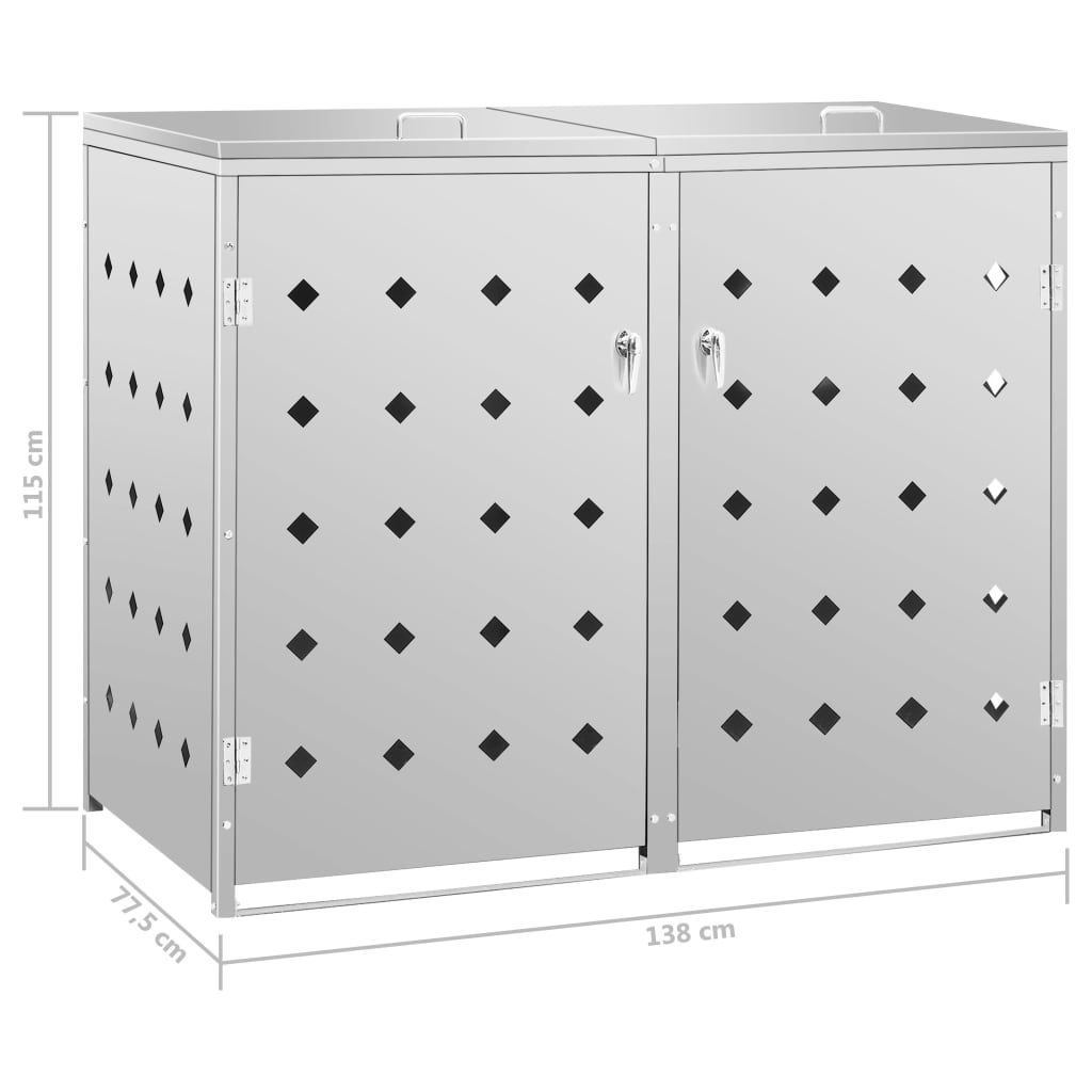Double Wheelie Bin Shed 63.4 gal Stainless Steel