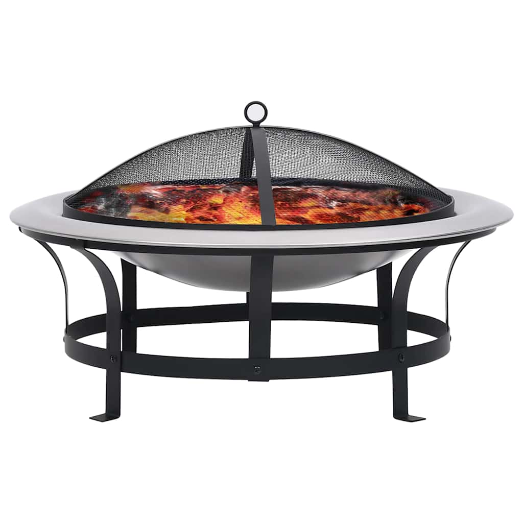 Outdoor Fire Pit with Grill Stainless Steel 29.9