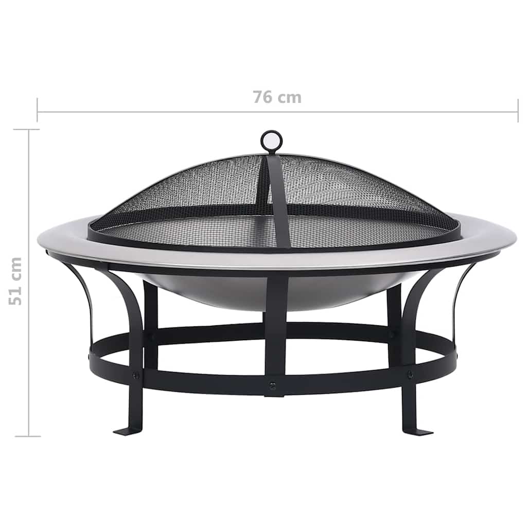 Outdoor Fire Pit with Grill Stainless Steel 29.9