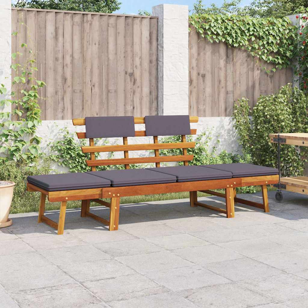 Outdoor Sun Bed Brown frame, Dark Grey cushion