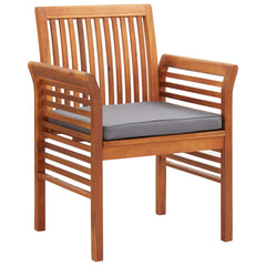 Dining Chair Set of 3 Brown frame, Dark grey cushion