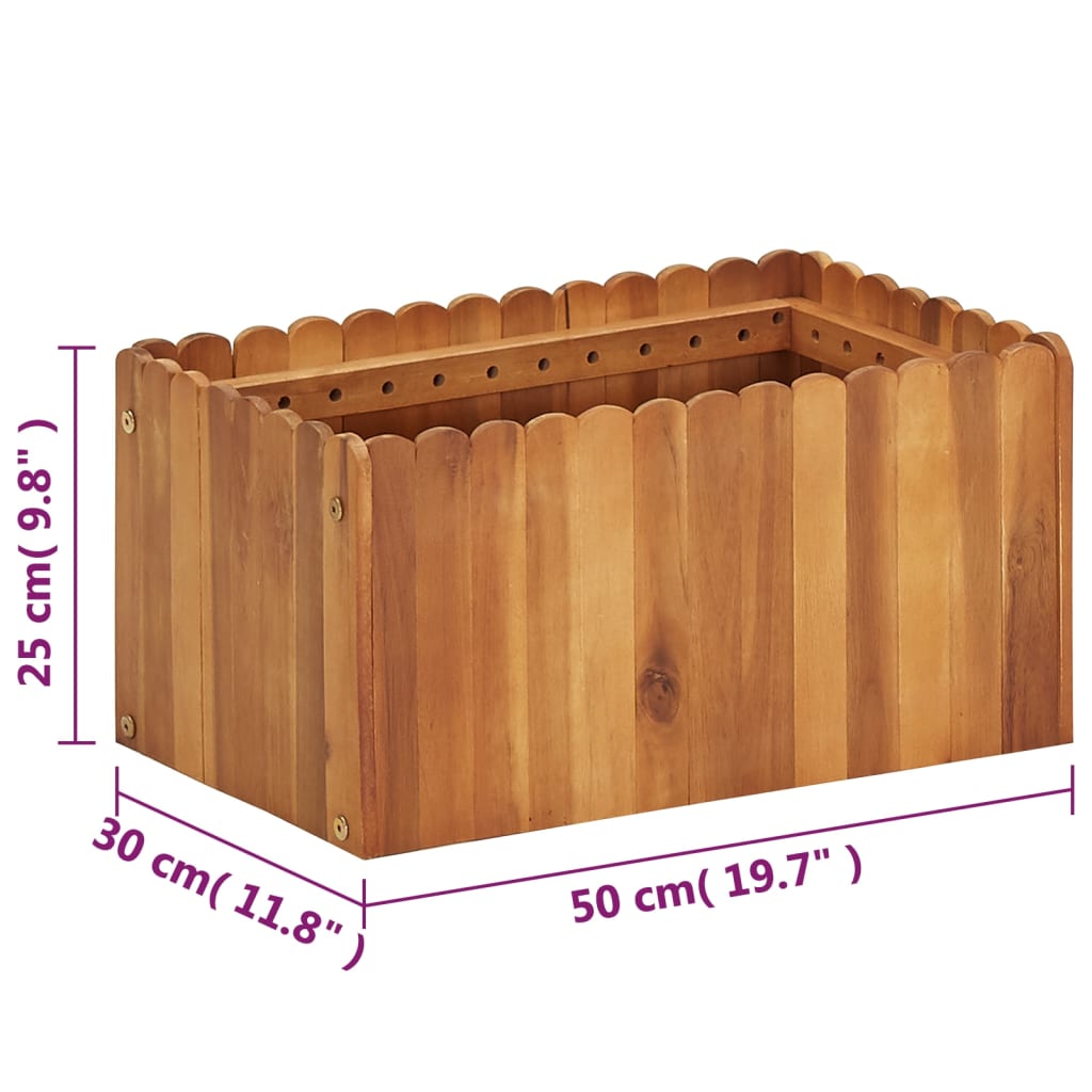 Garden Raised Bed 19.6x11.8x9.8 Solid Acacia Wood