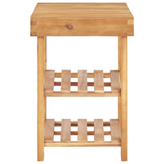 Natural solid acacia wood shoe rack with two slatted shelves and top seat, 27.5x12.5x18.1 inches.