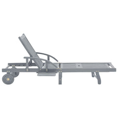 Sunlounger Grey Solid acacia wood Extra Long