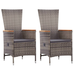 Armchair Set of 2 Grey PE rattan Standard Height-Adjustable