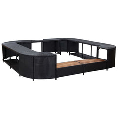 Square Spa Surround Black 105.5x105.5x21.7 Poly Rattan