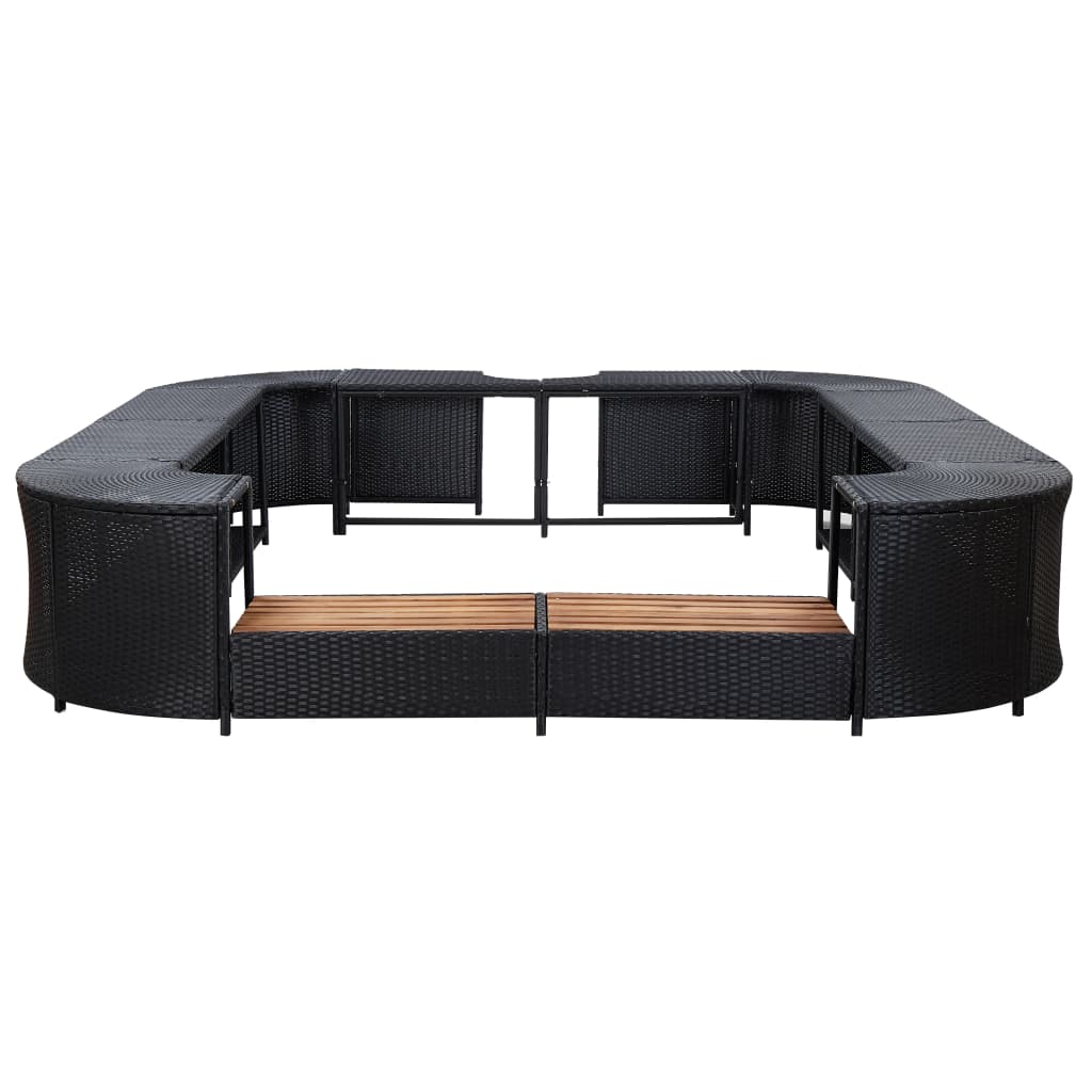 Square Spa Surround Black 105.5x105.5x21.7 Poly Rattan