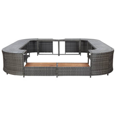 Spa Surround Grey PE rattan, powder-coated steel, solid acacia wood