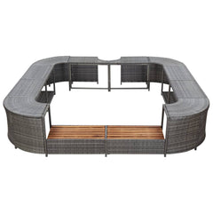 Spa Surround Grey PE rattan, powder-coated steel, solid acacia wood