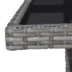 Dining Table Grey PE rattan and steel frame, tempered glass 31.5 in