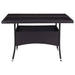 Dining Table Black Poly Rattan, Steel, Tempered Glass Medium