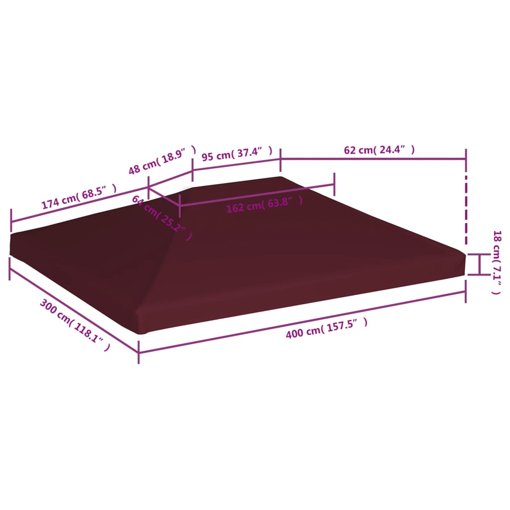 Gazebo Top Cover 9.1 oz/yd?? 9.8'x13.1' Bordeaux