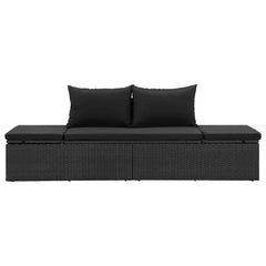 Sun Lounger Black Poly rattan, Powder-coated steel