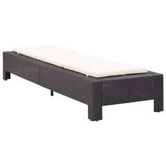 Sunbed Black rattan, cream white cushion